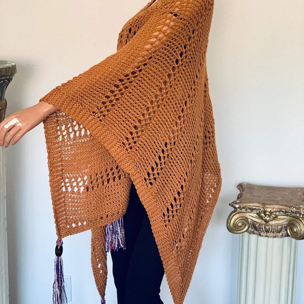 Hand Knits 2 Love Cotton Poncho Shawl Designer Hip